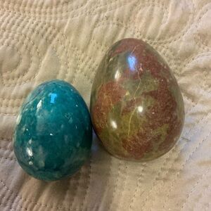 Set of Two Decorative Stone Eggs